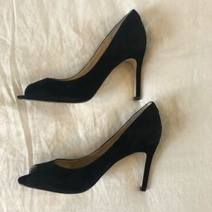 Black Peep-Toe Pumps